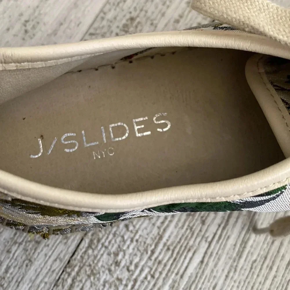 Anthropologie J/Slides Embroidered Tropical Print Platform Sneakers Size 7.5